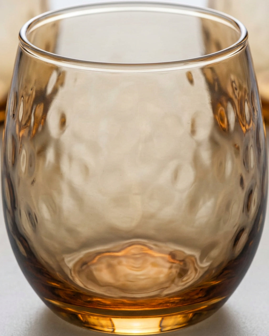 Fexru Dimpled Stemless Red Wine Glasses 12 oz Amber Set of 4 - Detail view