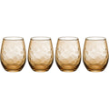 Fexru Dimpled Stemless Red Wine Glasses 12 oz Amber Set of 4 - Product view