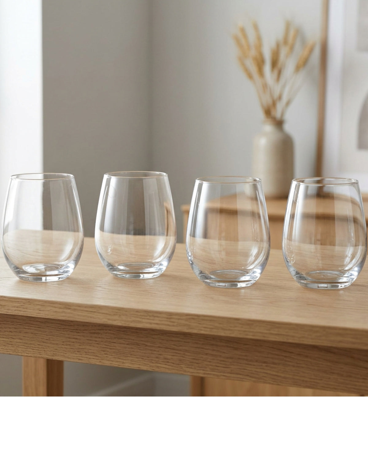 Fexru Rounded Stemless Red Wine Glasses 15 oz Clear Set of 4 - Lifestyle view