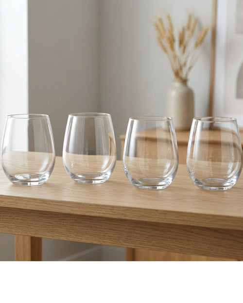 Fexru Rounded Stemless Red Wine Glasses 15 oz Clear Set of 4 - Lifestyle view