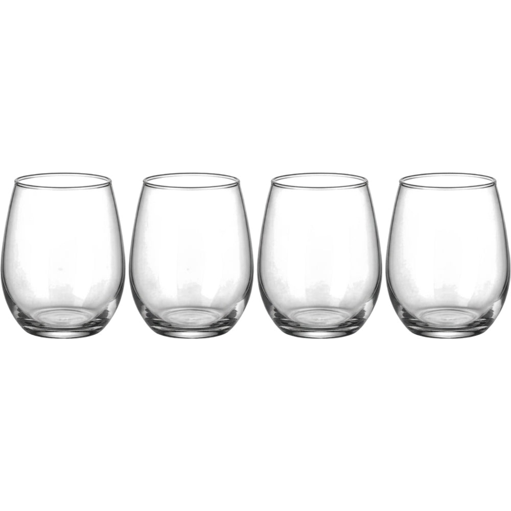 Fexru Rounded Stemless Red Wine Glasses 15 oz Clear Set of 4 - Product view
