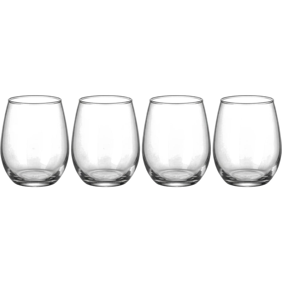 Fexru Rounded Stemless Red Wine Glasses 15 oz Clear Set of 4